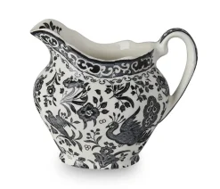 Burleigh Pottery Black Regal Peacock Cream Jug- Creamers & Sugar Bowls