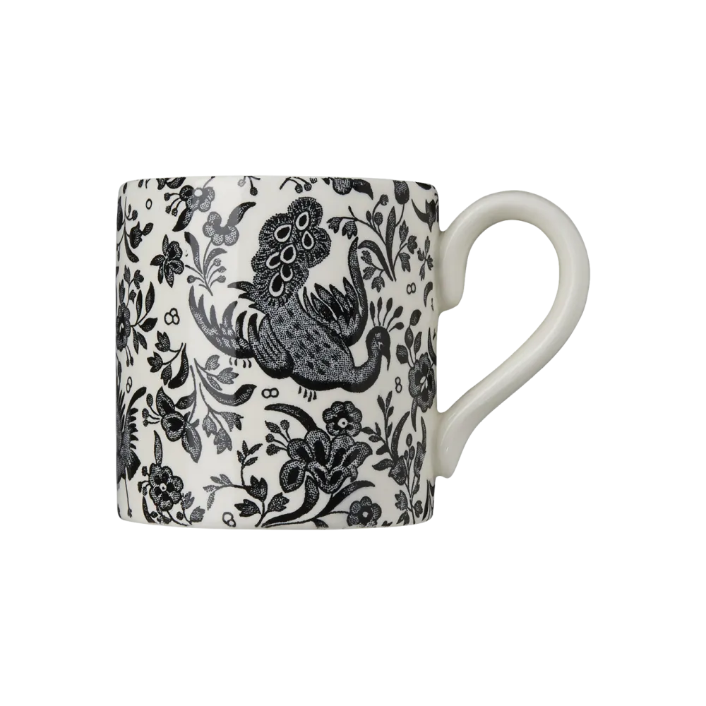 Burleigh Pottery Black Regal Peacock Half Pint Mug- Burleigh Pottery