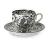 Burleigh Pottery Black Regal Peacock Teacup & Saucer- Burleigh Pottery|Teacups & Saucers