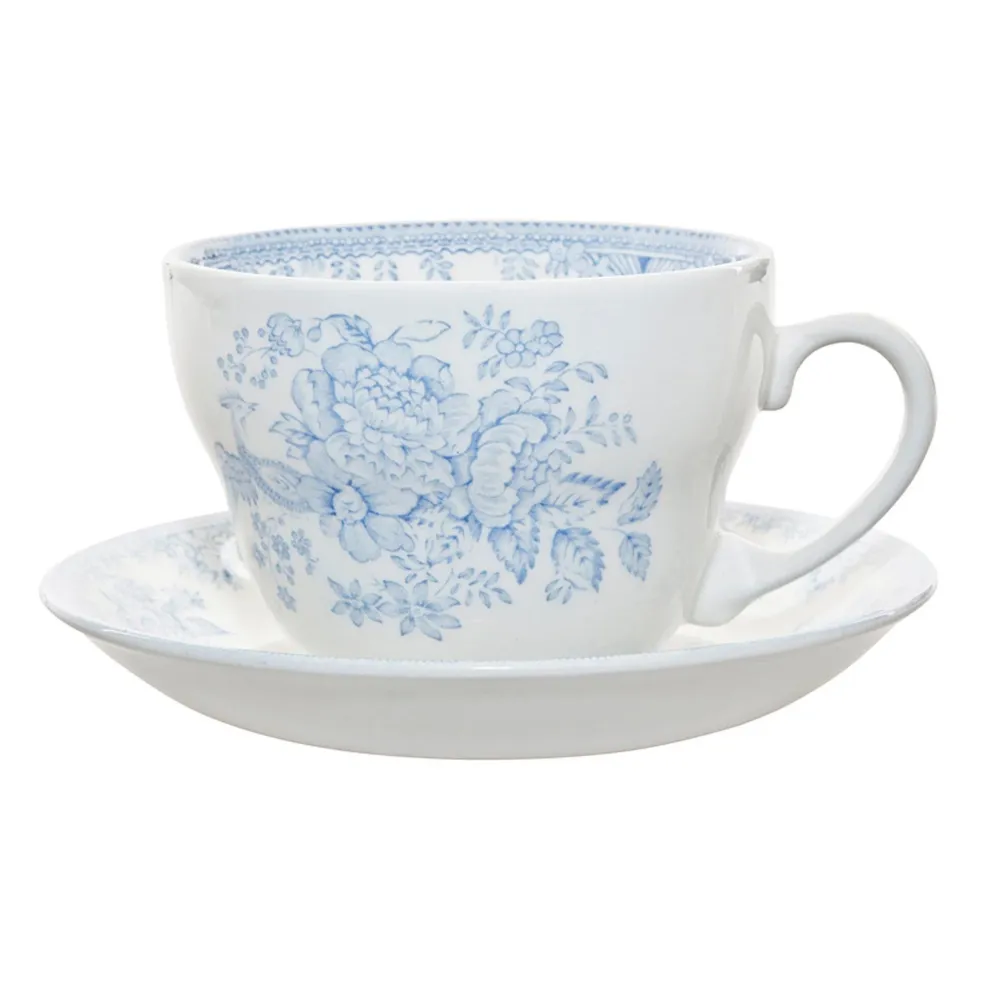 Burleigh Pottery Blue Asiatic Pheasants Breakfast Cup Gift Set- Burleigh Pottery|Teacups & Saucers