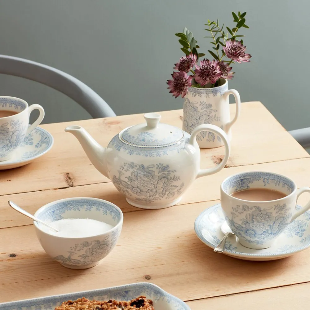 Burleigh Pottery Blue Asiatic Pheasants Teacup & Saucer- Burleigh Pottery|Teacups & Saucers