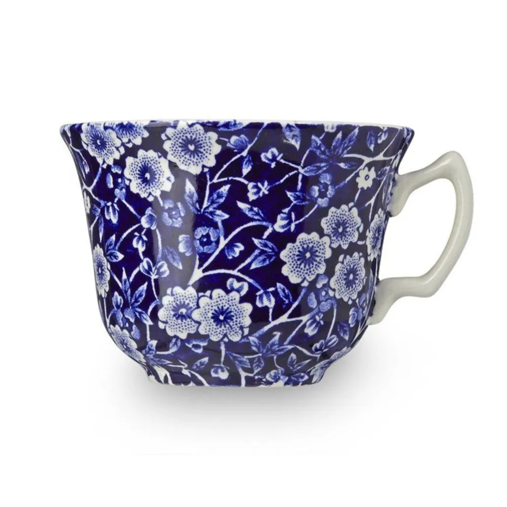 Burleigh Pottery Blue Calico Teacup & Saucer- Burleigh Pottery|Teacups & Saucers