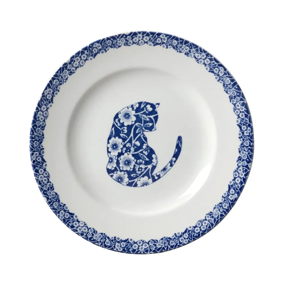 Burleigh Pottery Blue Calico Cat Small Plate- Burleigh Pottery