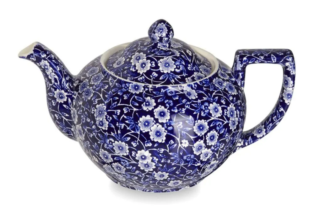 Burleigh Pottery Blue Calico Large Teapot- Burleigh Pottery|Teapots