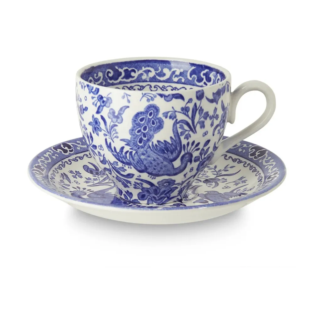Burleigh Pottery Blue Regal Peacock Teacup & Saucer- Burleigh Pottery|Teacups & Saucers