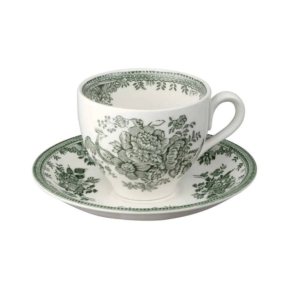Burleigh Pottery Dark Green Asiatic Pheasants Teacup & Saucer- Burleigh Pottery|Teacups & Saucers