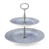 Burleigh Pottery Pale Blue Felicity 2 Tier Cake Stand- Burleigh Pottery|Serving Plates