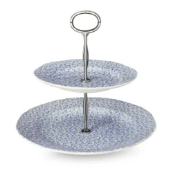 Burleigh Pottery Pale Blue Felicity 2 Tier Cake Stand- Burleigh Pottery|Serving Plates