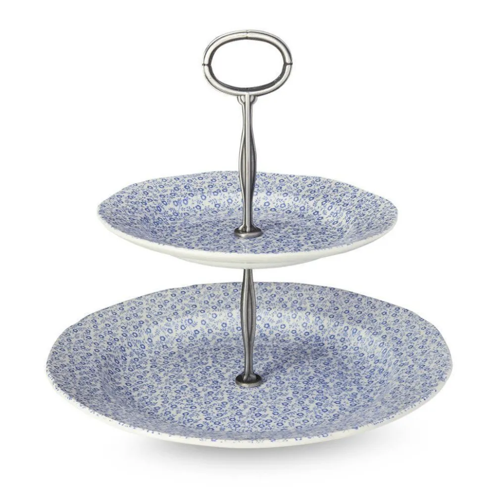 Burleigh Pottery Pale Blue Felicity 2 Tier Cake Stand- Burleigh Pottery|Serving Plates