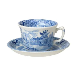 Burleigh Pottery Torquay Blue Willow Teacup & Saucer- Burleigh Pottery|Teacups & Saucers