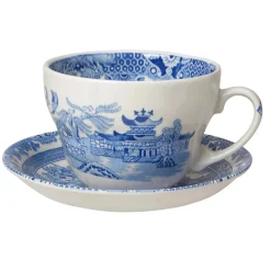 Burleigh Pottery Torquay Blue Willow Breakfast Cup & Saucer- Burleigh Pottery|Teacups & Saucers