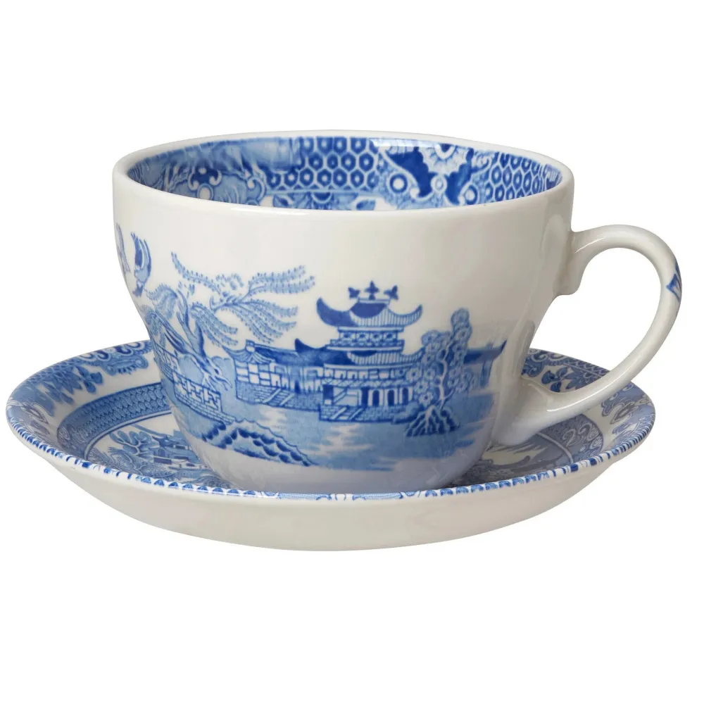 Burleigh Pottery Torquay Blue Willow Breakfast Cup & Saucer- Burleigh Pottery|Teacups & Saucers
