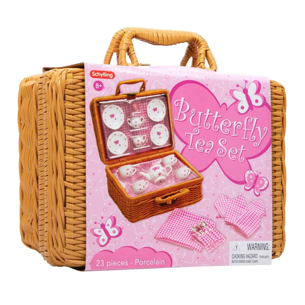 Butterfly Tea Set Basket- Toys|Children's Tea Sets