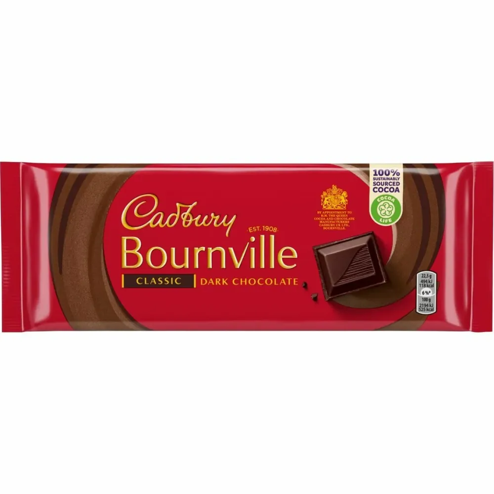 Cadbury Bournville Classic Dark Chocolate Bar 180g- British Chocolate