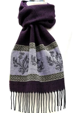 Calzeat of Scotland Celtic Alba Thistle Purple Jacquard Scarf- Scarves & Wraps