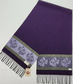 Calzeat of Scotland Celtic Alba Thistle Purple Jacquard Scarf- Scarves & Wraps