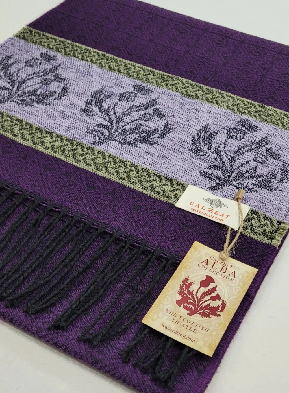 Calzeat of Scotland Celtic Alba Thistle Purple Jacquard Scarf- Scarves & Wraps