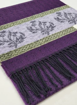 Calzeat of Scotland Celtic Alba Thistle Purple Jacquard Scarf- Scarves & Wraps