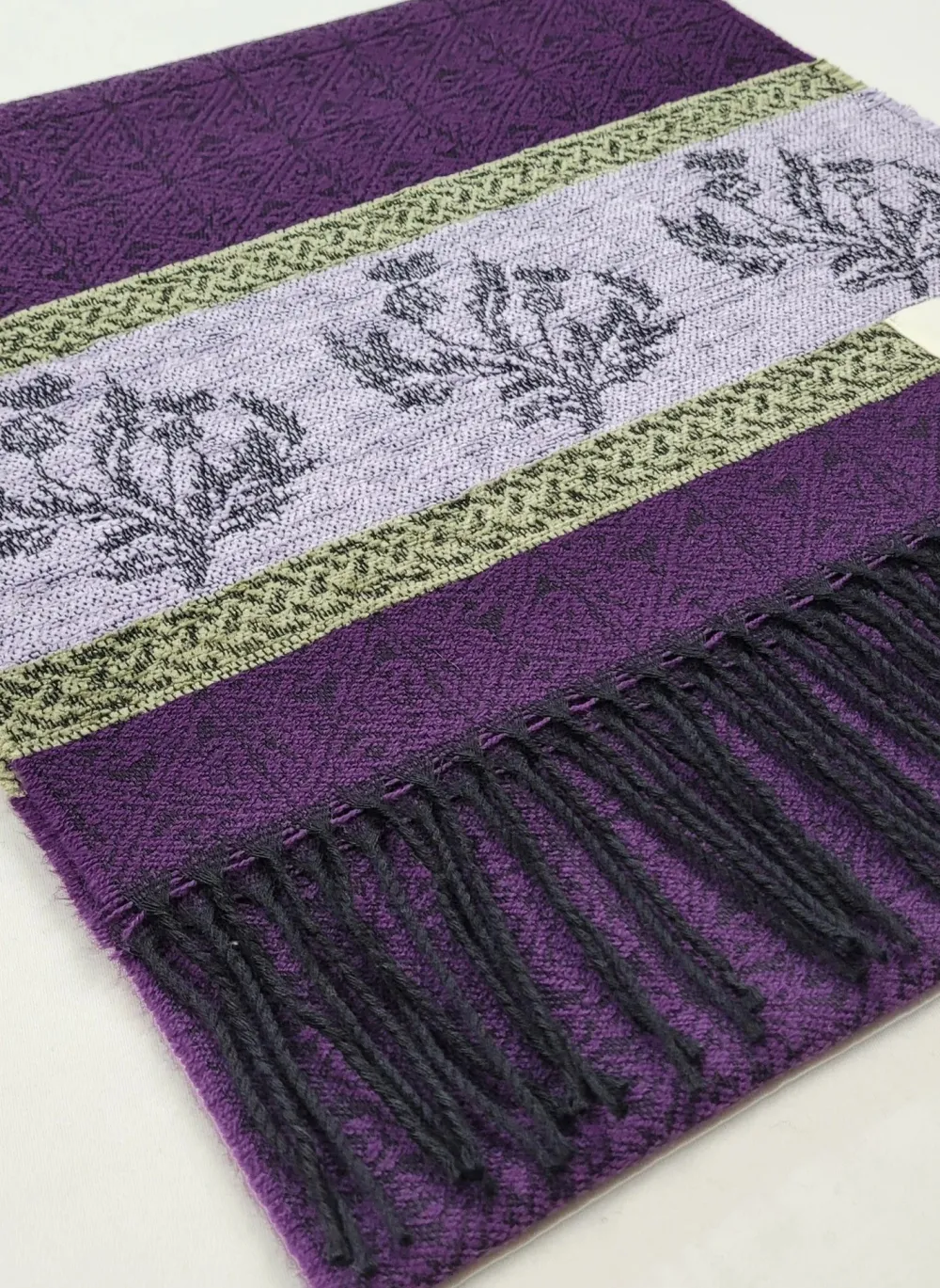 Calzeat of Scotland Celtic Alba Thistle Purple Jacquard Scarf- Scarves & Wraps