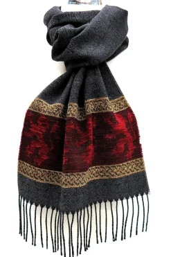 Calzeat of Scotland Celtic Alba Lion Red Jacquard Scarf- Scarves & Wraps
