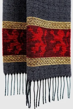 Calzeat of Scotland Celtic Alba Lion Red Jacquard Scarf- Scarves & Wraps