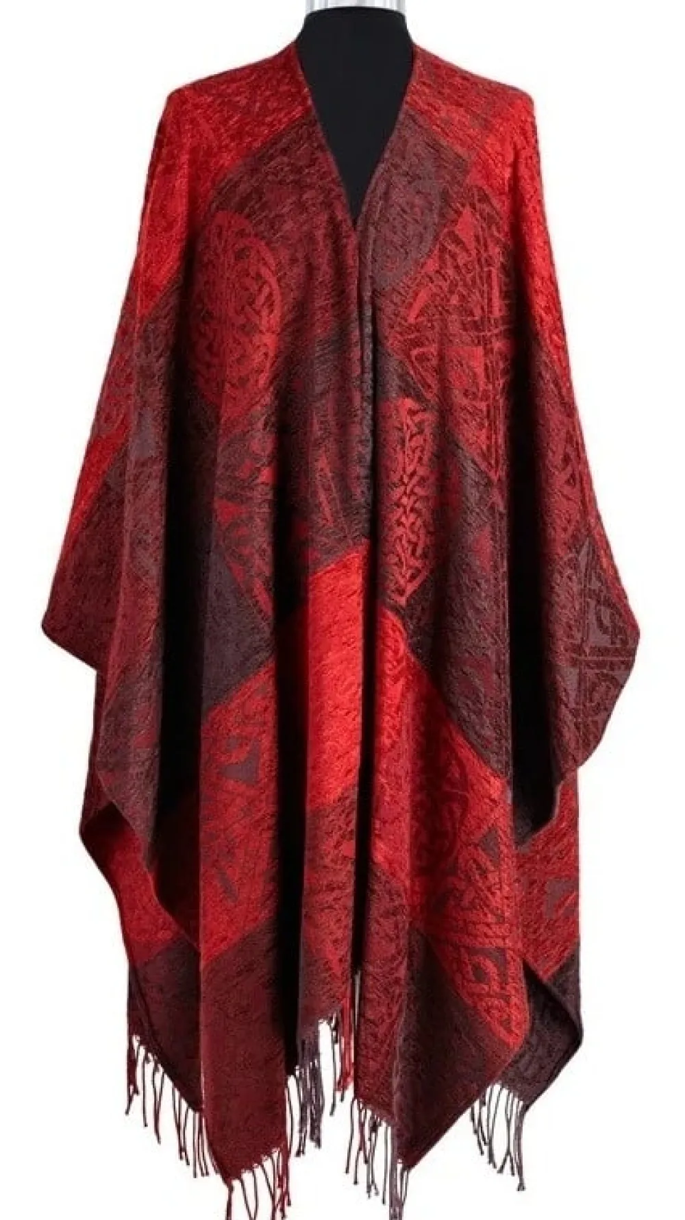 Calzeat of Scotland Celtic Knot Garnet Ruana- Scarves & Wraps
