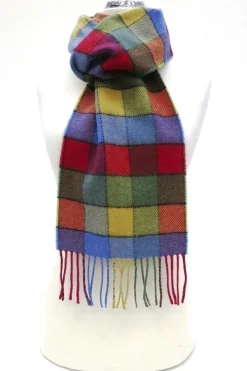 Calzeat of Scotland Lagos Funfair Border Lambswool Scarf- Scarves & Wraps
