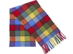 Calzeat of Scotland Lagos Funfair Border Lambswool Scarf- Scarves & Wraps