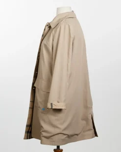 Camel & Plaid Rain Trench Coat with Detachable Hood- Rainwear & Umbrellas