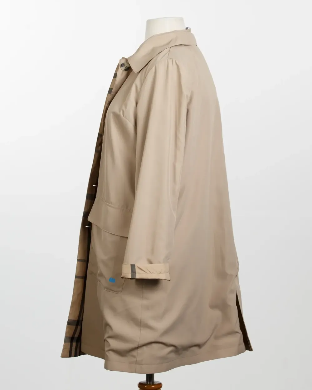 Camel & Plaid Rain Trench Coat with Detachable Hood- Rainwear & Umbrellas