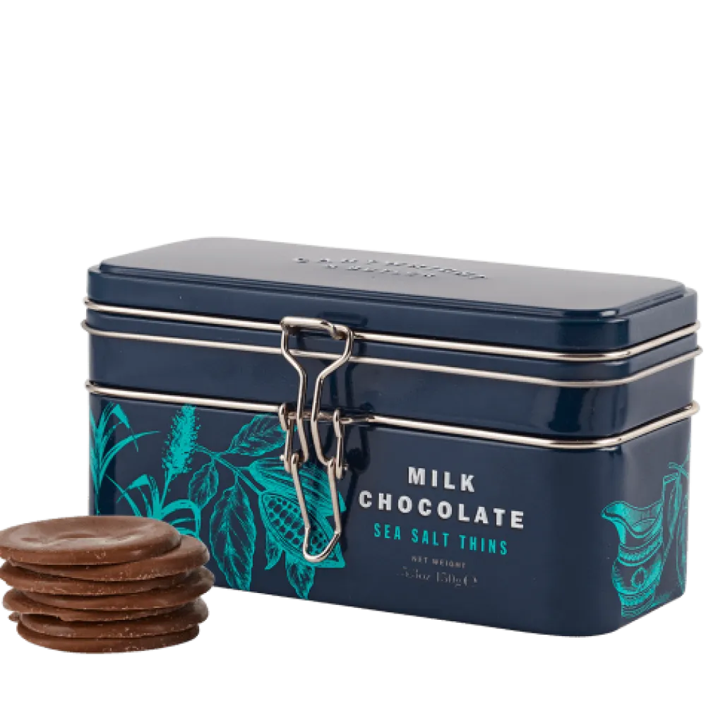 Cartwright & Butler Treasure Chest Tin with Sea Salt Milk Chocolate Thins- British Chocolate