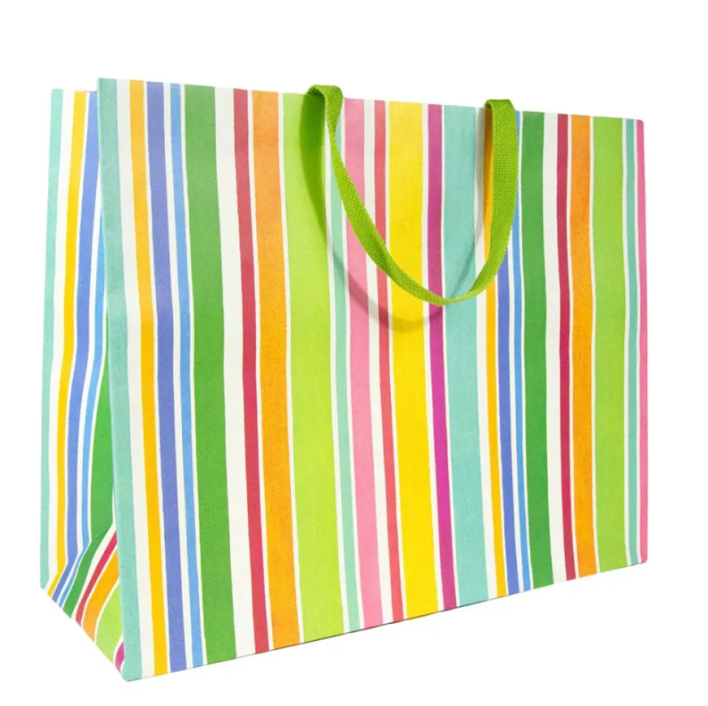 Caspari Cabana Stripe Bright Jumbo Gift Bag- Gift Bags