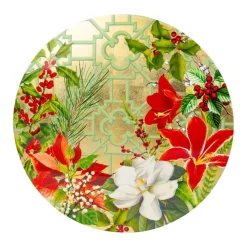 Caspari Christmas Garden Round Placemats- Trays