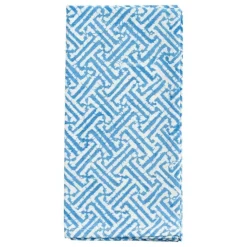 Caspari Fretwork Blue Cotton Napkin Set- Cotton Napkins
