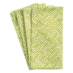 Caspari Fretwork Green Cotton Napkin Set- Cotton Napkins