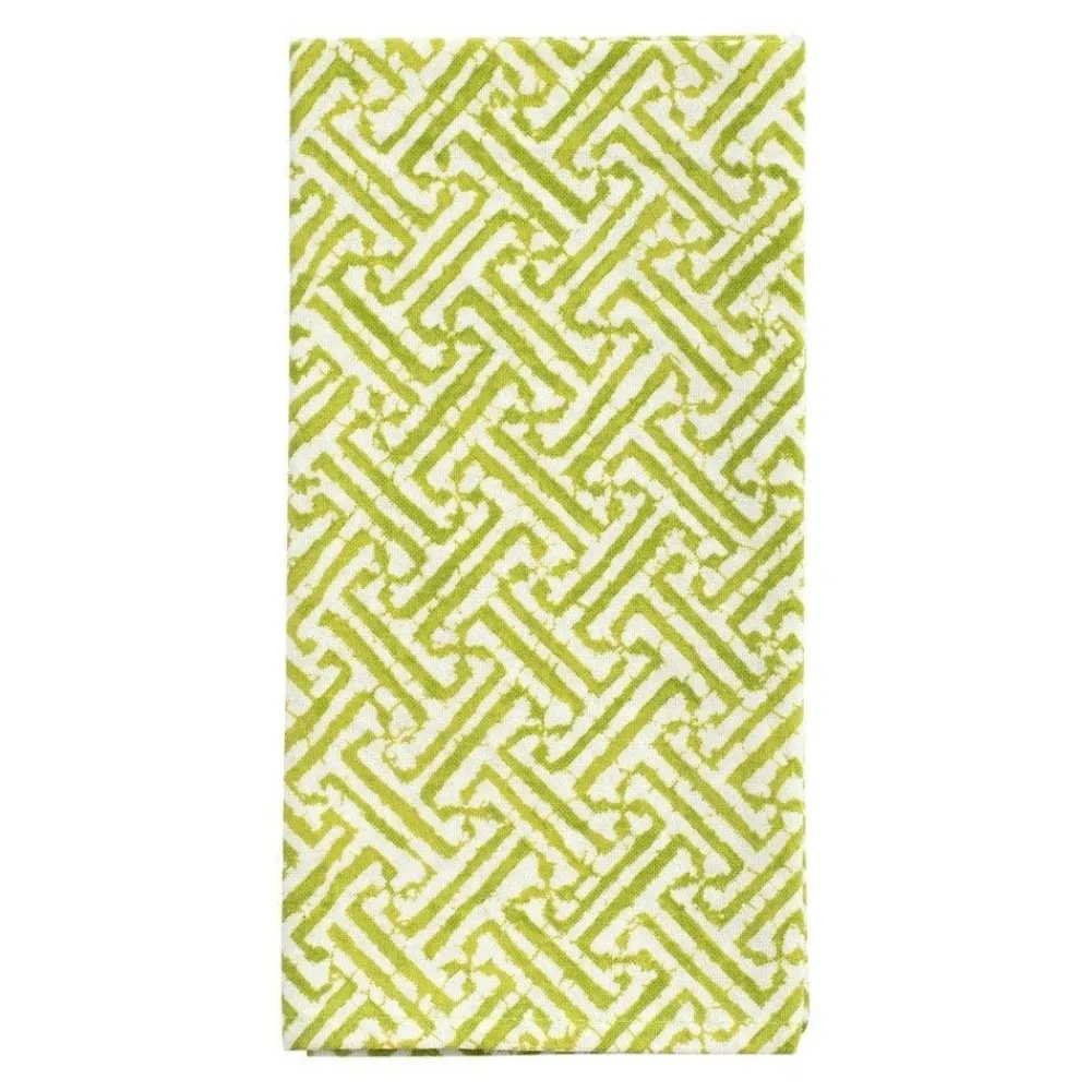 Caspari Fretwork Green Cotton Napkin Set- Cotton Napkins