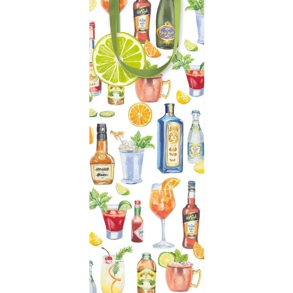 Caspari Happy Hour Wine & Bottle Gift Bag- Gift Bags