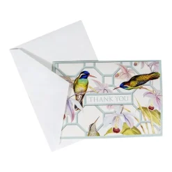 Caspari Hummingbird Trellis Thank You Boxed Cards- Boxed Cards