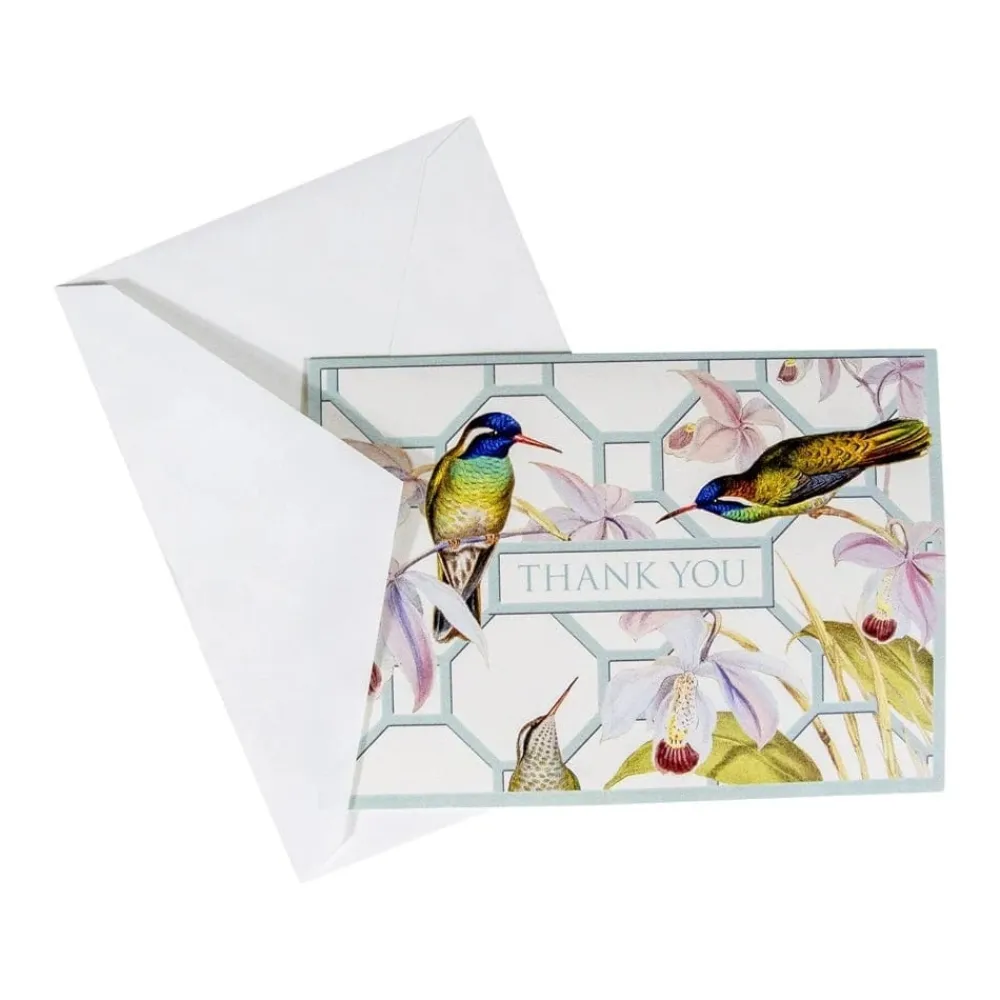 Caspari Hummingbird Trellis Thank You Boxed Cards- Boxed Cards