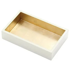 Caspari Ivory & Gold Lacquer Hostess Napkin Holder- Home Accents|Kitchen Tools