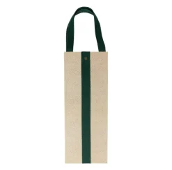 Caspari Jute And Twill Natural/Hunter Bottle Bag- Gift Bags