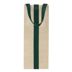 Caspari Jute And Twill Natural/Hunter Bottle Bag- Gift Bags