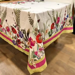 Caspari La Dolce Vita Cloth Tablecover in Sage & Lavender- Tablecloths