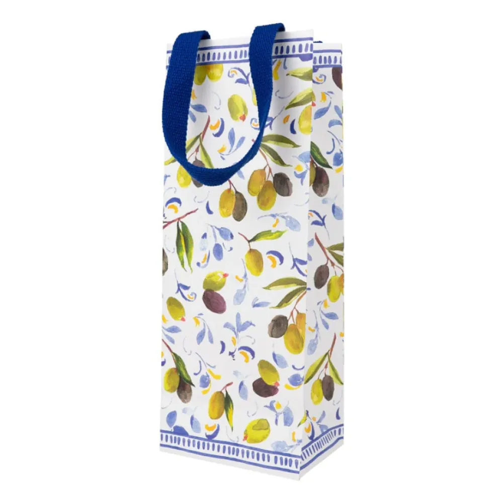 Caspari Mediterranean Blue Bottle Bag- Gift Bags
