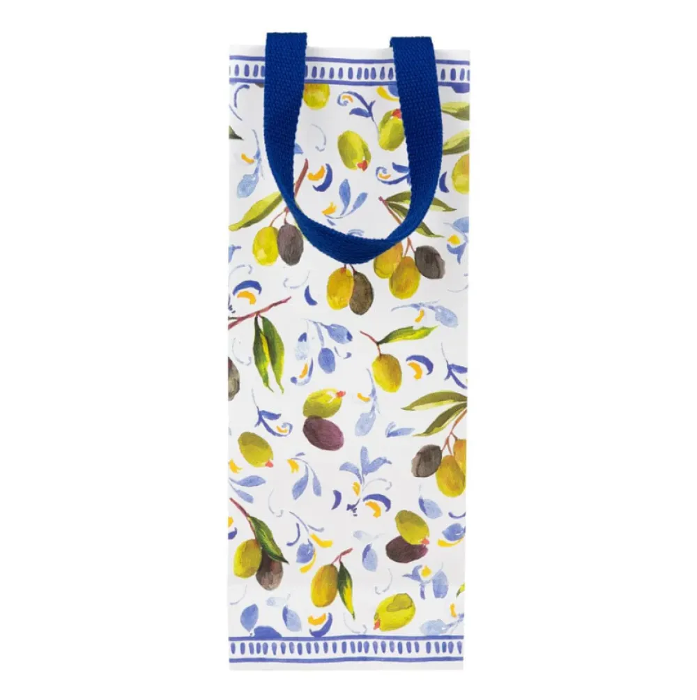 Caspari Mediterranean Blue Bottle Bag- Gift Bags