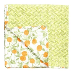 Caspari Orange Grove Reversible Fabric Tablecloth- Tablecloths