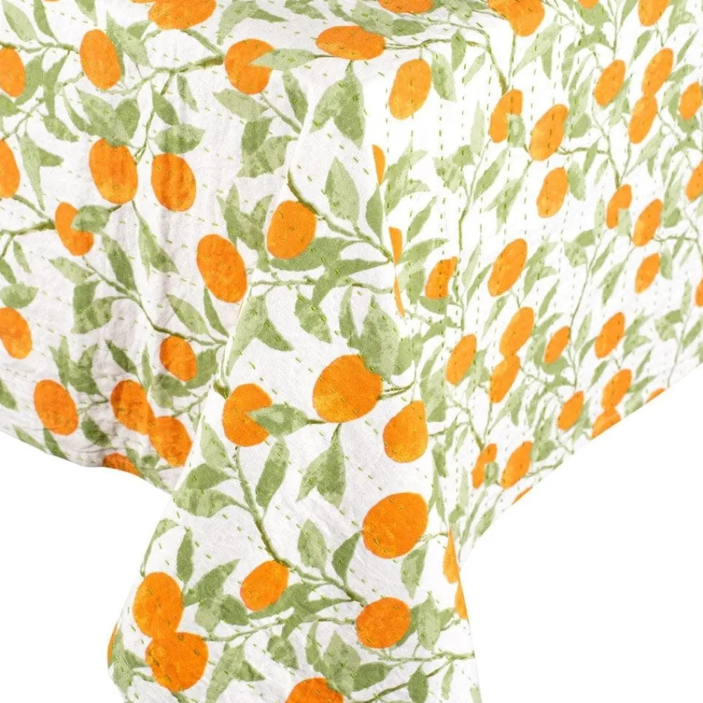 Caspari Orange Grove Reversible Fabric Tablecloth- Tablecloths