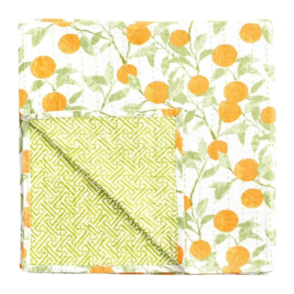 Caspari Orange Grove Reversible Fabric Tablecloth- Tablecloths