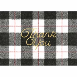 Caspari Plaid Check Foil Thank You Notes- Boxed Cards