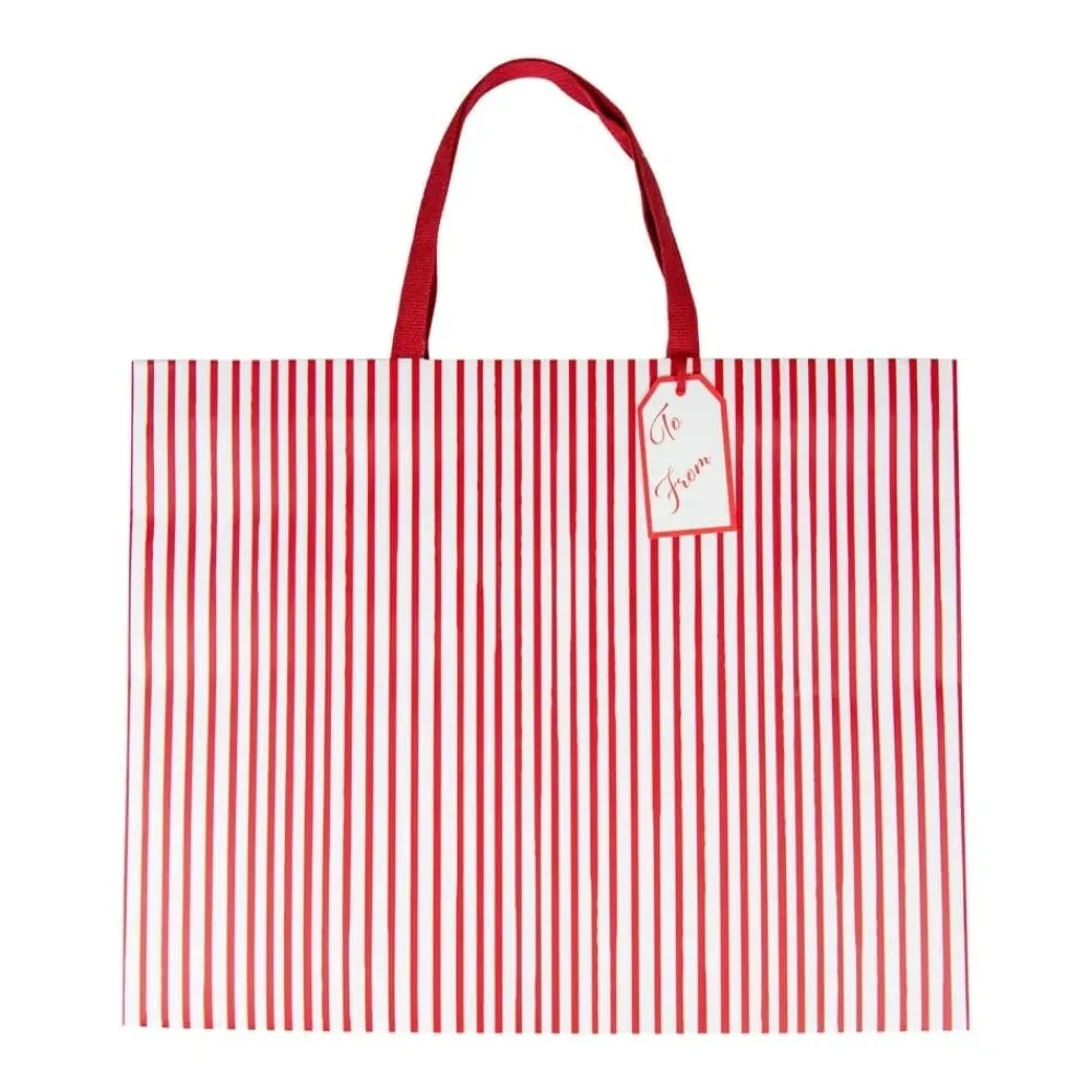 Caspari Stripes For Days Red/White Jumbo Gift Bag- Gift Bags